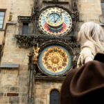 Lady tourist at the Prague Astronomical Clock
