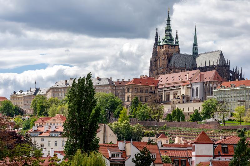 Prague cityscape at spring