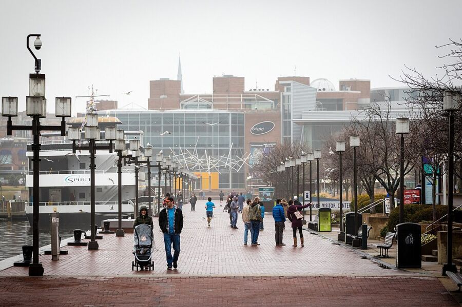 Rainy weather at the Baltimore, Harbor, Maryland