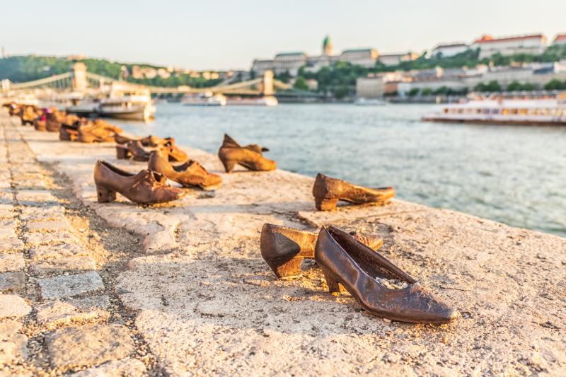 Shoes on the Danube bank Monument as a memorial of the victims of the Holocaust