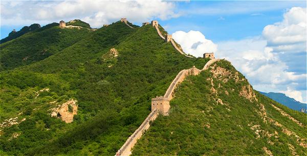 Aerial shot of Simatai Great Wall Tourist Area