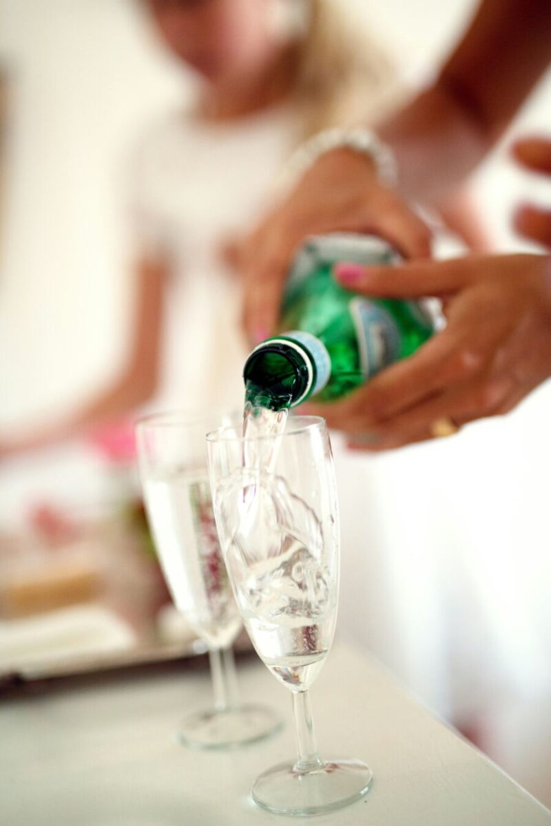 Sparkling water poured in a glass