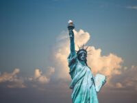 Statue of liberty during golden hour