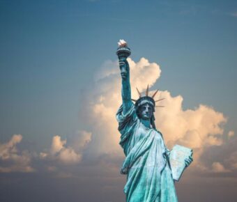 Statue of liberty during golden hour
