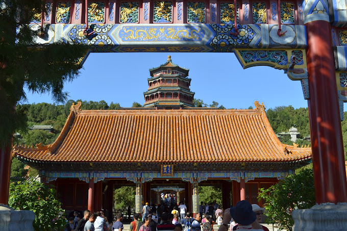 Tourists entering the Summer Palace in China