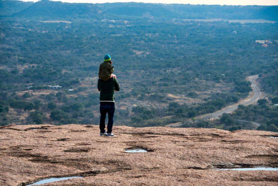 Tourists at an overlooking hill in Fredericksburg Texas