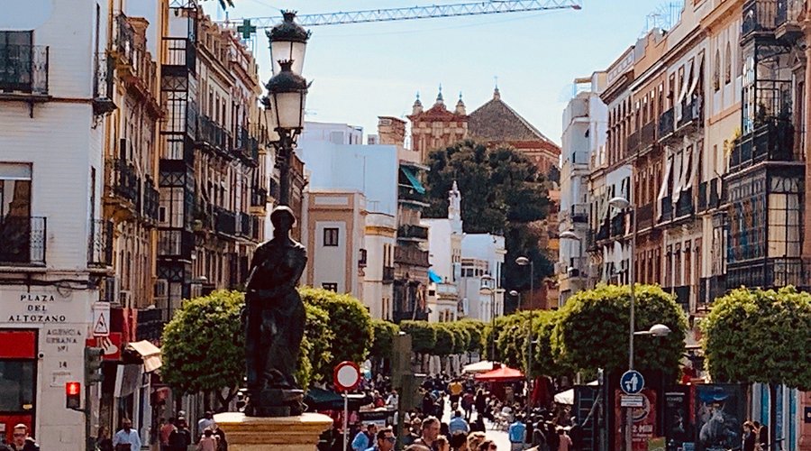 Busy streets in Triana in Seville