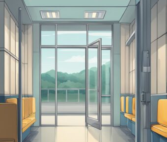 Waiting area with door open