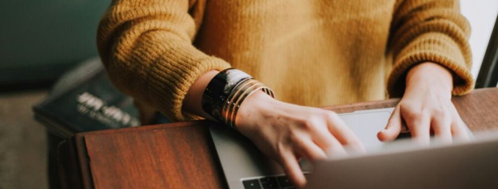 Woman using laptop