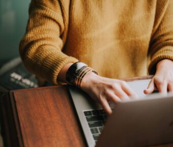 Woman using laptop