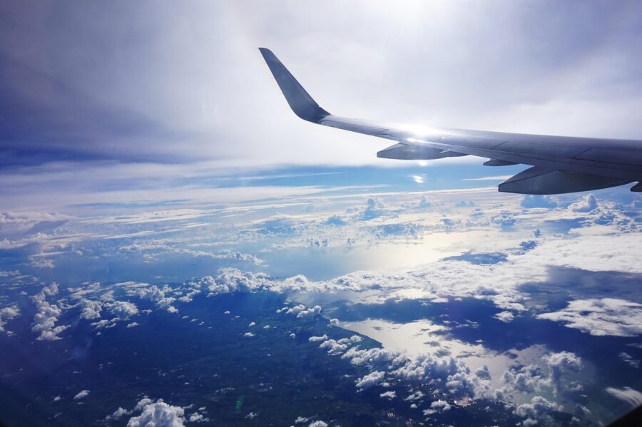 airplane wing aerial view