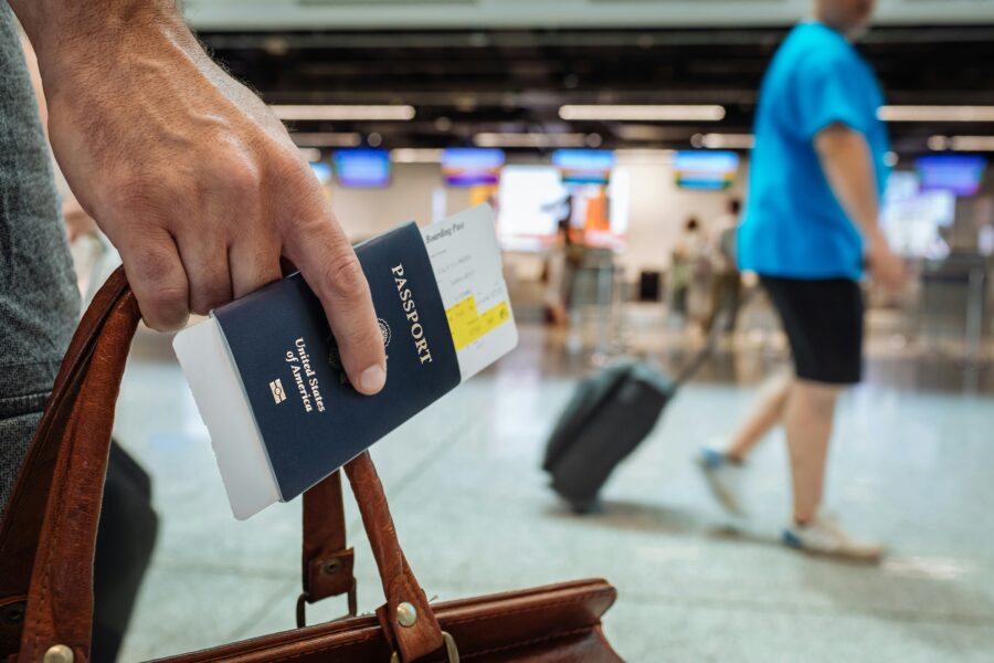 airport scene passport boarding pass