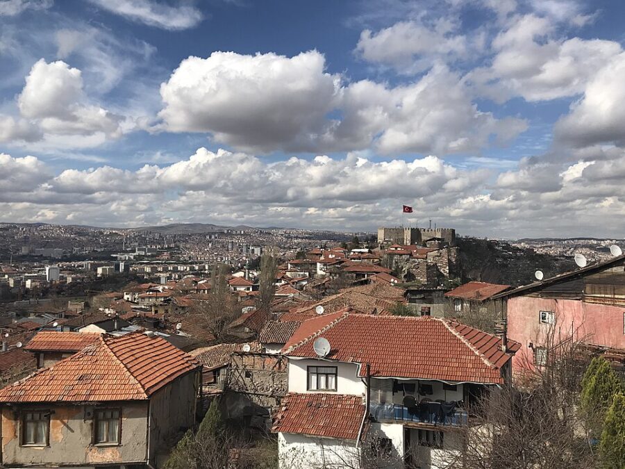 Panoramic view of Ankara City, Turkey, showcasing the skyline from the top of a hill.