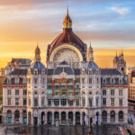 Antwerp, Belgium cityscape at Centraal Railway Station