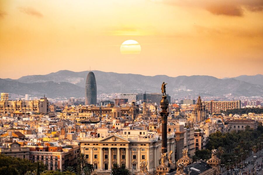 barcelona sunset cityscape