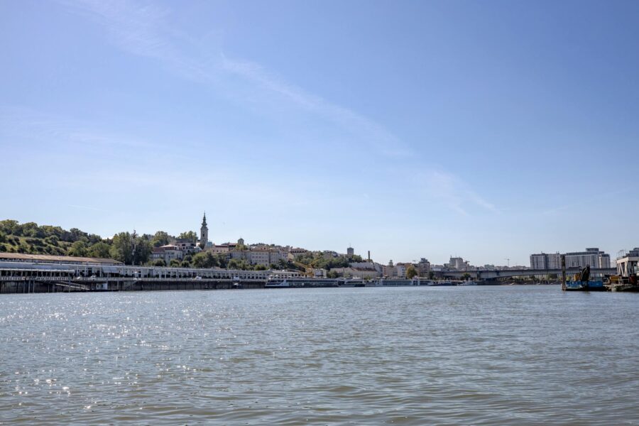 Clear Sky over Danube in Belgrade