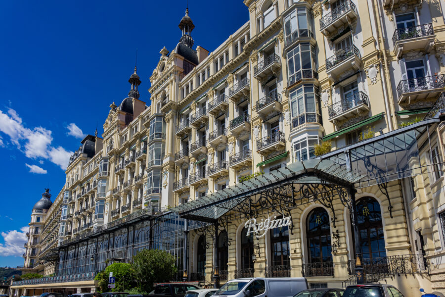 Belle Epoque style hotel "Excelsior Regina Palace" in Nice, France, built in 1897 for English aristocrats and Queen Victoria