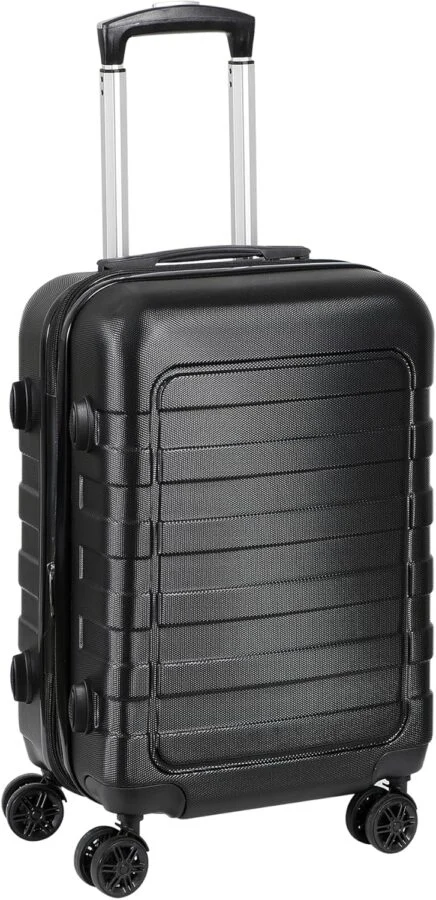 ZenStyle 21-inch expandable black hardshell carry-on with 360° spinner wheels.