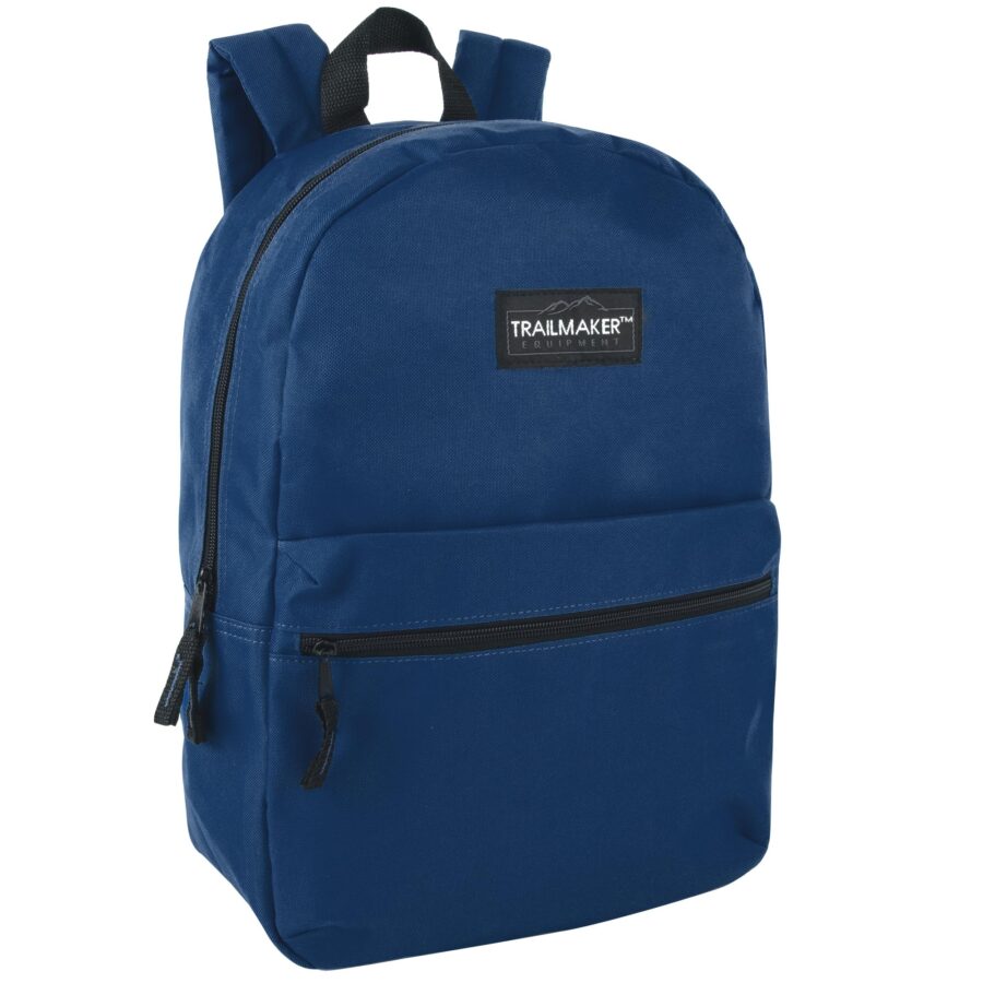 Cobalt blue Trailmaker backpack with front zipper pocket, water-resistant commuter school pack.