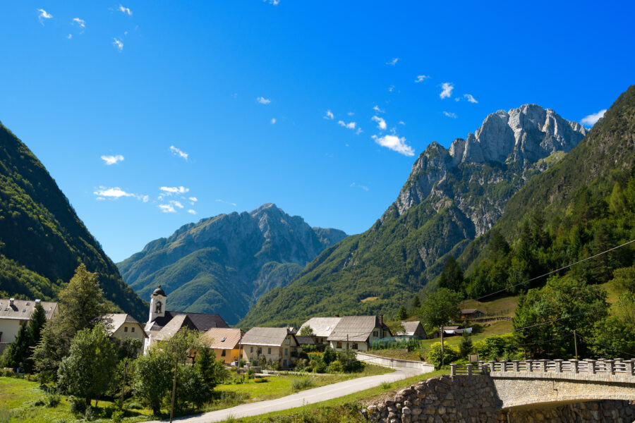 Small village (Bretto) in Julian Alps in the Triglav National Park - Bovec, Slovenia, Europe