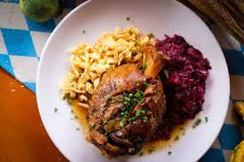 Traditional German dish with roasted pork
