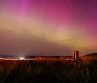 The Aurora Borealis over the Brecon Beacons National Park in Wales,