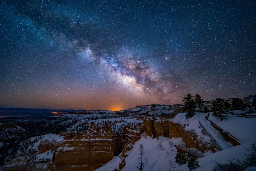 Stunning view of the Milky Way galaxy shining over Bryce Canyon National Park in Utah, USA