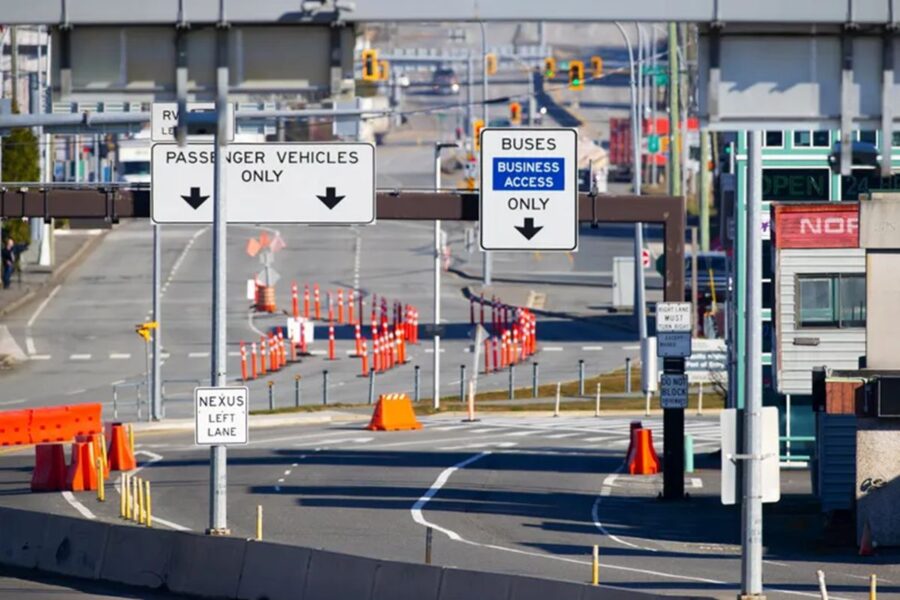 busy roadway border crossing