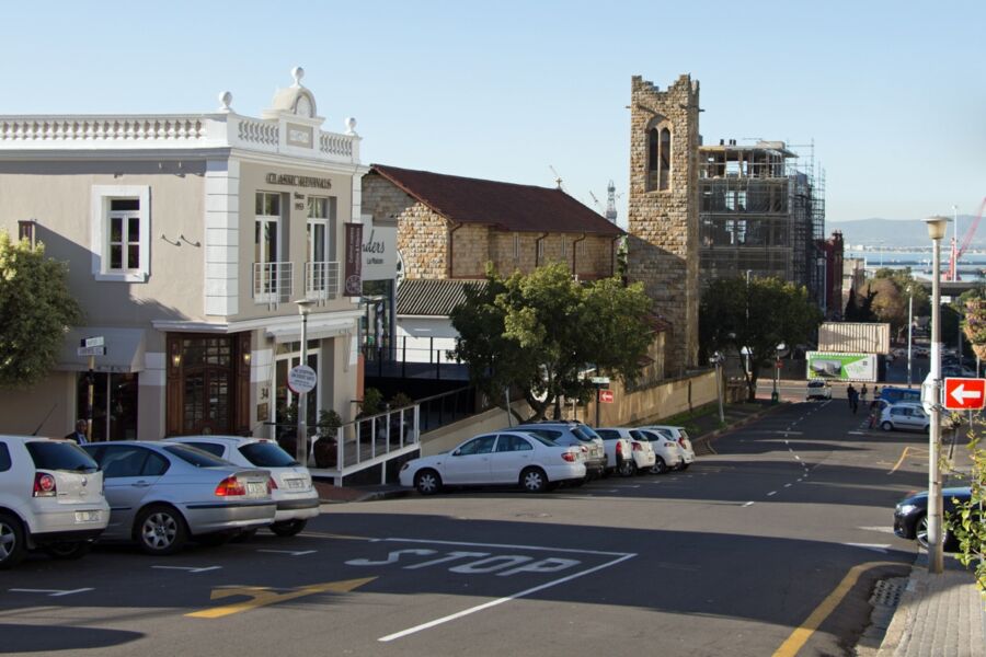 Historic and modern architecture, charming street, harbor view, urban scene, De Waterkant.