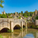 Scenic landscape of Castle Combe, featuring historic stone architecture and vibrant greenery in the heart of Wiltshire, England