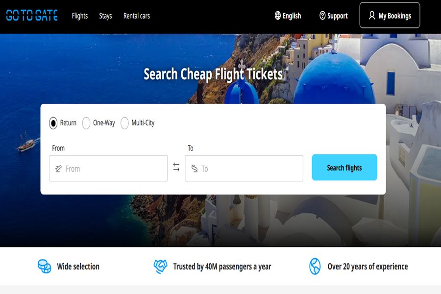 Find cheap flights easily with user-friendly travel booking platform, stunning coastal backdrop.