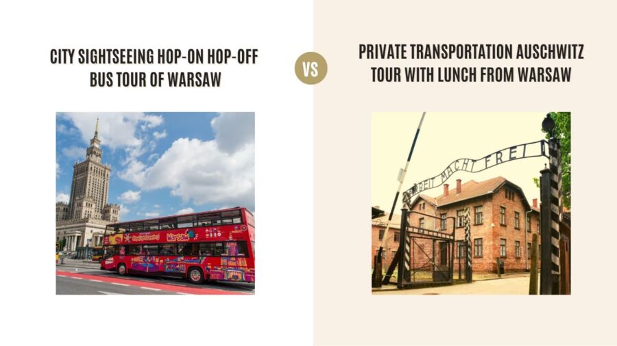 City Sightseeing Hop-On Hop-Off Bus Tour of Warsaw vs Private Transportation Auschwitz Tour with Lunch from Warsaw: Which Tour Is Better?