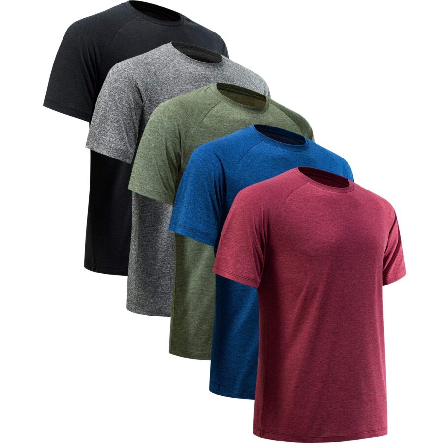 Gradient color t-shirts with raglan sleeves for casual and athletic wear.