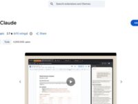 Screenshot of the Chrome Web Store page for the "Claude" extension by Anthropic, showing a 2.7-star rating and 4 million users, with an "Add to Chrome" button.