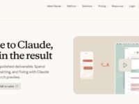 Webpage promoting Claude Cowork with a message about delegating tasks for polished results. Includes screenshots, app icons, and navigation links.