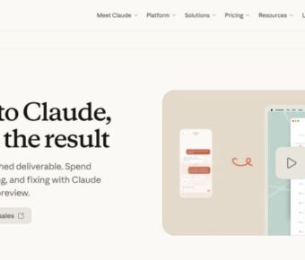 Webpage promoting Claude Cowork with a message about delegating tasks for polished results. Includes screenshots, app icons, and navigation links.