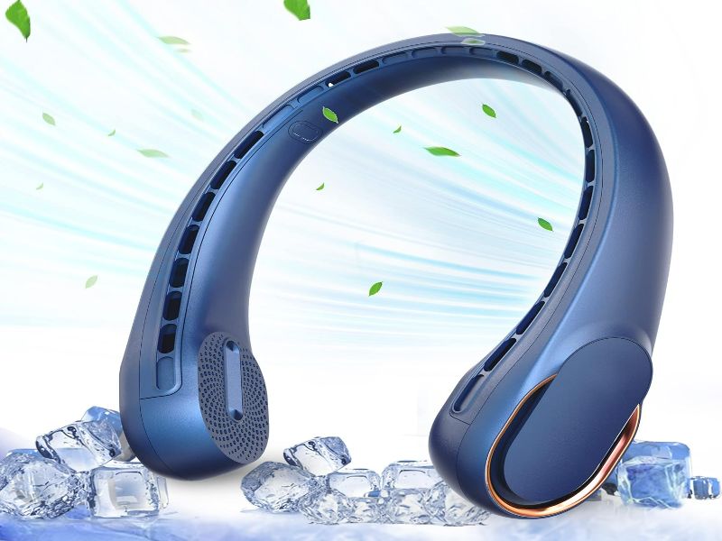 Cooling neckband headphones with ergonomic design and tech features for comfort and style.