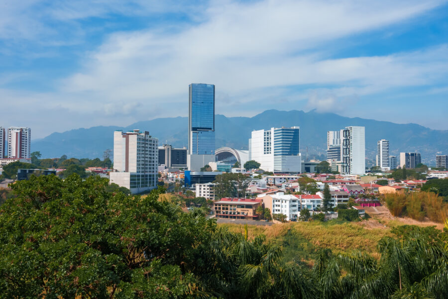Aerial view of San Jose, Costa Rica, showcasing the city's vibrant landscape and urban architecture