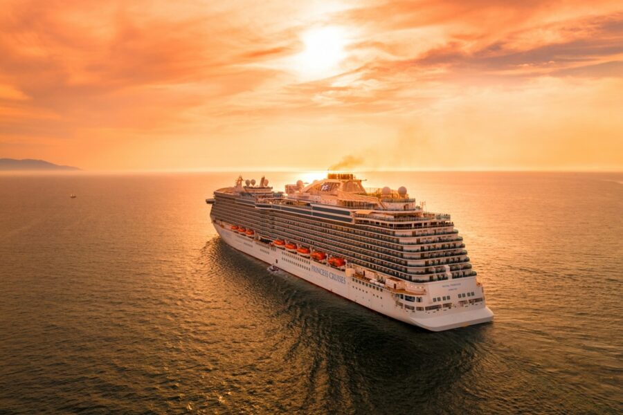 cruise ship sunset view