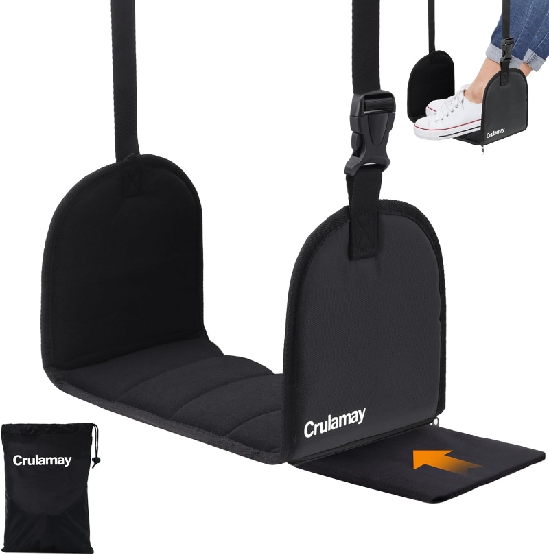 Crulamay Anti-Squeeze Airplane Foot Hammock designed for comfort, supporting feet during travel to reduce fatigue.

