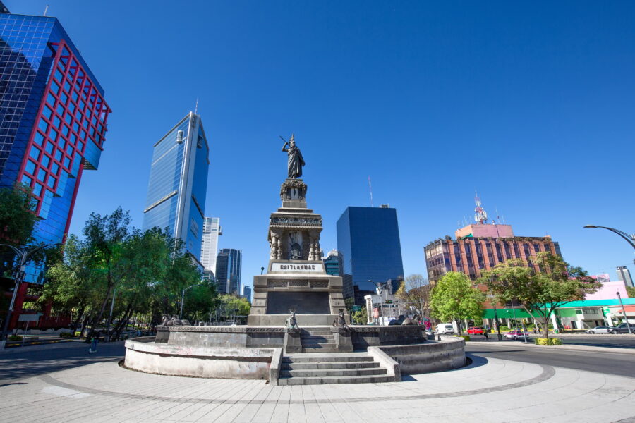 Monument to Cuauhtemoc, the last ruler of Tenochtitlan, located in Mexico City, showcasing indigenous heritage and history