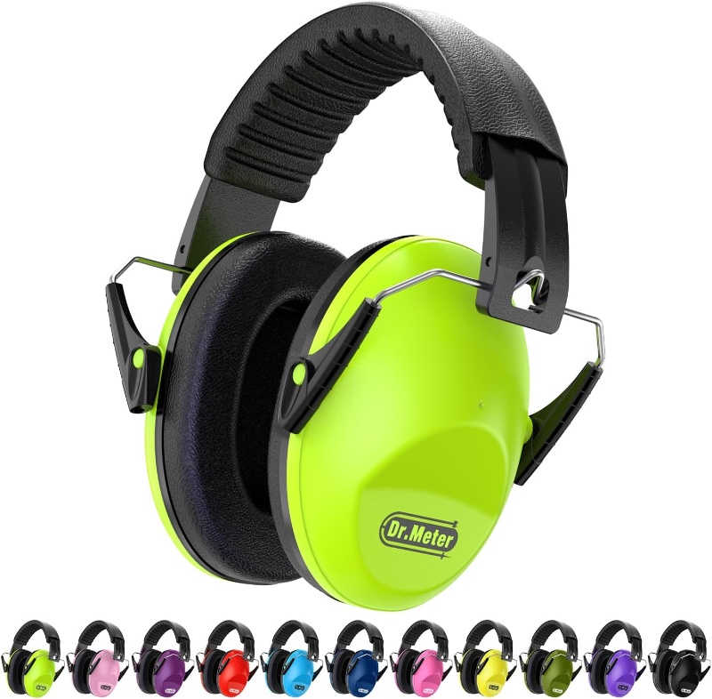 Colorful Dr.meter Kids Earmuffs displayed in various shades, designed for effective noise reduction for children.