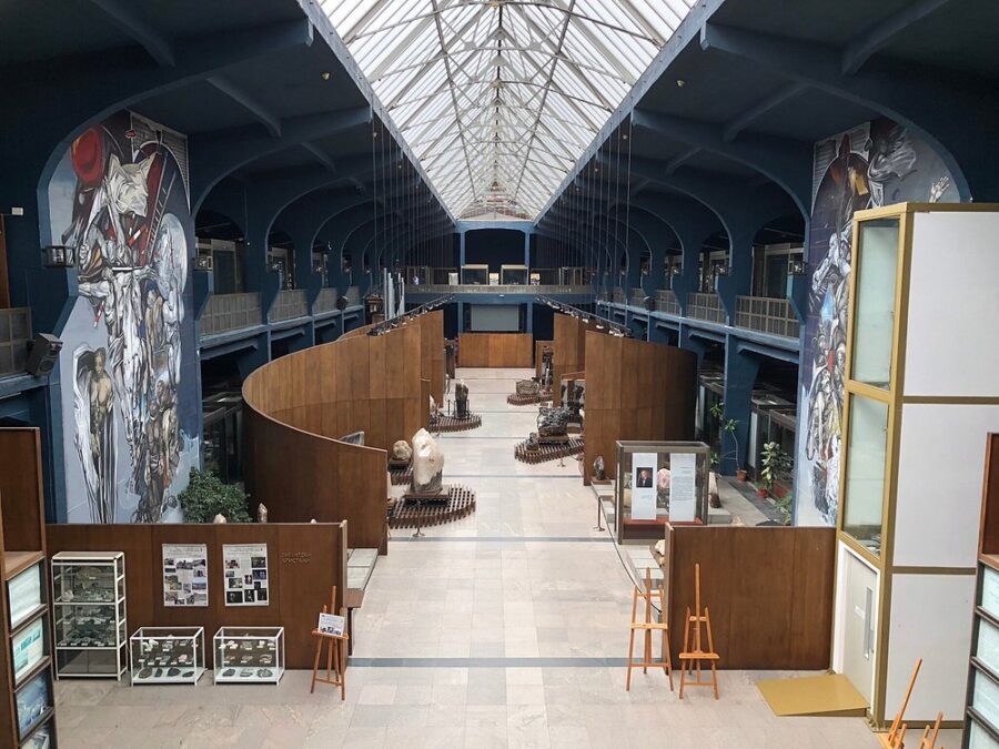 Interior view of the atrium at the Museum of Contemporary Art in Paris, featuring sleek design and open space.