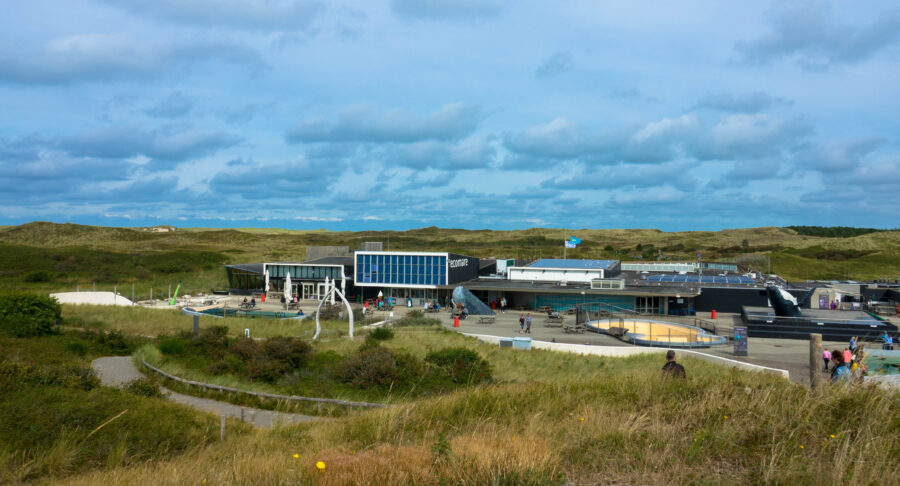 Panoramic view of Ecomare Texel, a museum, aquarium, and seal sanctuary on Texel Island, De Koog, Netherlands.