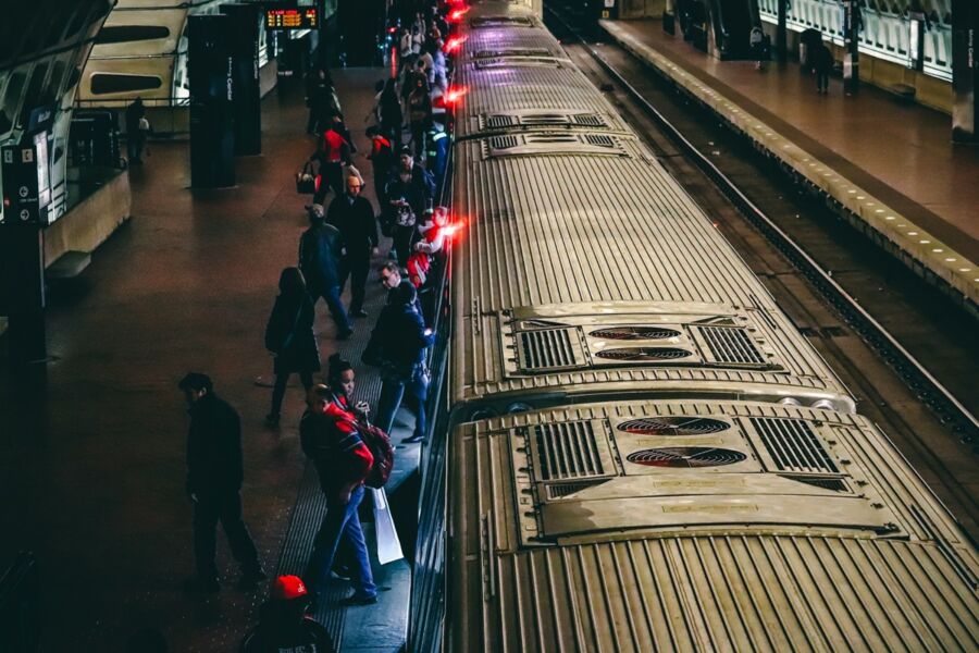 People waiting on the DC metro system 