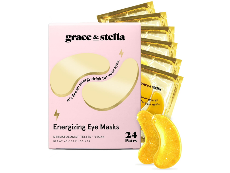 Grace & Stella Energizing Eye Masks - Vegan, Dermatologist-Tested, Luxurious Gold Packaging.