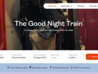 European Sleeper website landing page featuring train travel options across Europe with a modern design and user-friendly layout.