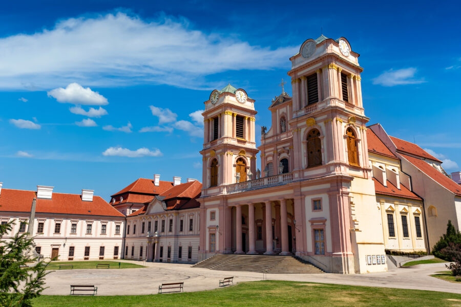 Summer day at Gottweig Abbey, showcasing its exterior amidst the picturesque Wachau Valley in Krems, Austria