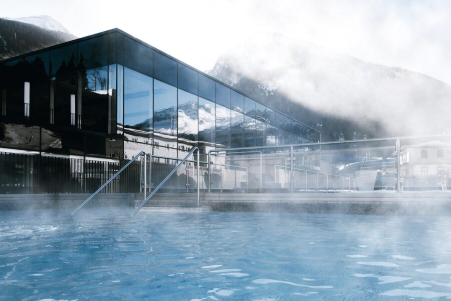 Close-up of Felsentherme Bad Gastein thermal Bath in Austria