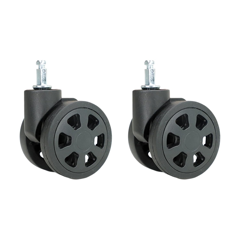 Two black wheels designed for Fidoo Quiet Luggage, set against a clean white background.